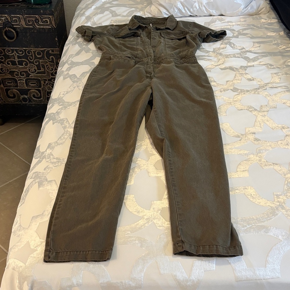 Free people Military Jumpsuit in Olive Green .
